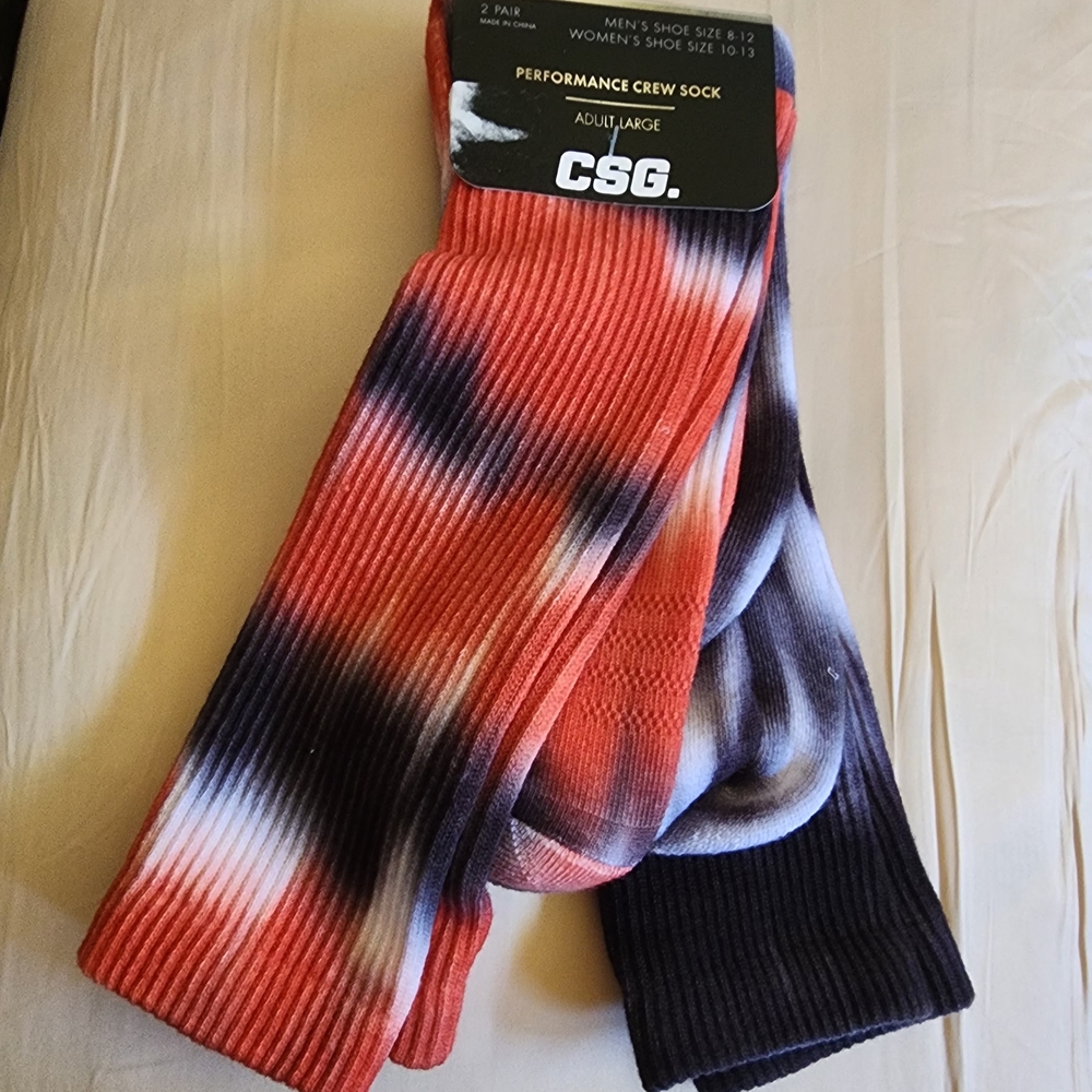 CSG. Athletic Crew Socks Red and Black Performance Material
